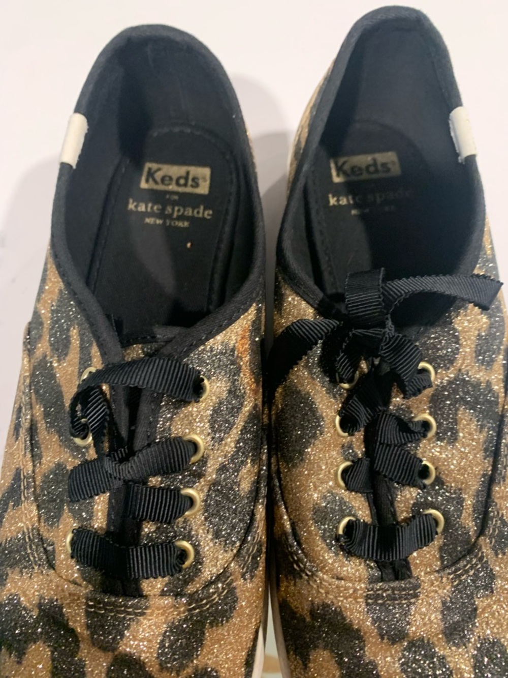 Kate Spade Women’s(Keds) Leopard Glitter Sneakers - Gold & Black